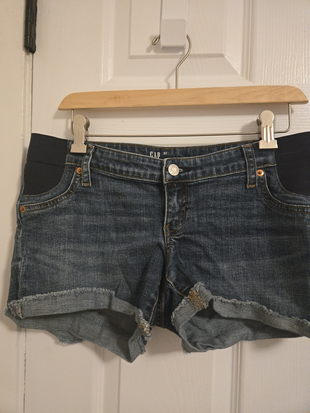 Gap Maternity Blue Denim Roll-Hem Shorts